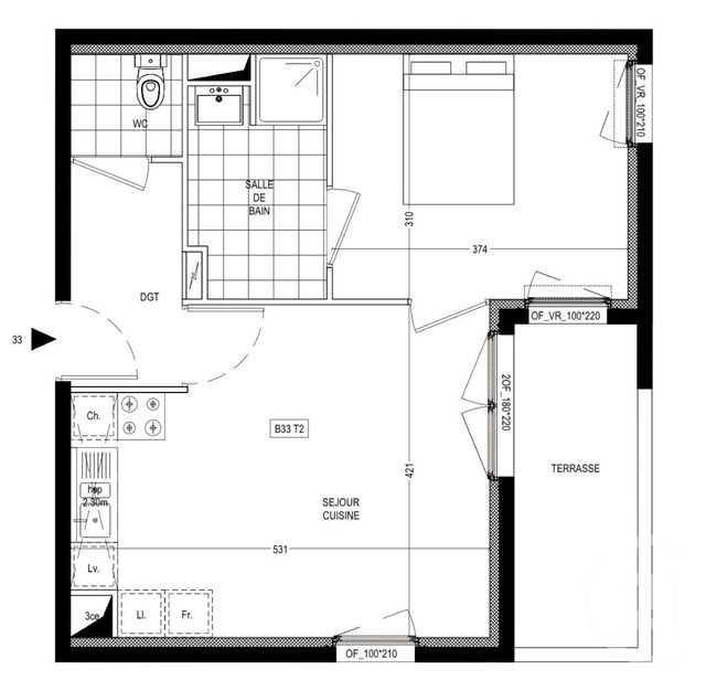 Appartement T2 à vendre - 2 pièces - 42.6 m2 - FACHES THUMESNIL - 59 - NORD-PAS-DE-CALAIS - Century 21 Grands Boulevards
